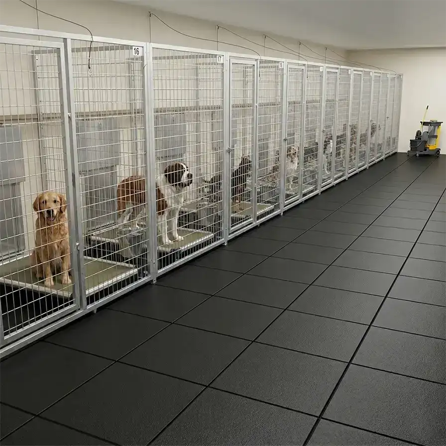 Piso de caucho para criadero de perros